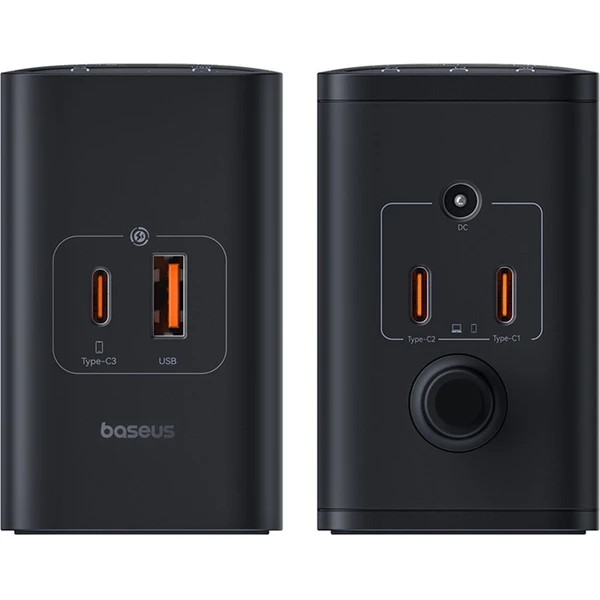 Baseus Digital Charger nabíjecí stanice 240W GaN, 3xUSB-C, USB+ DC, 1m kabel černá - Nabíječky - Obrázek RIGE000L01