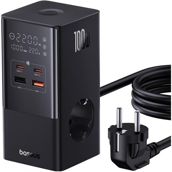 Nabíjecí stanice Baseus PowerCombo Tower 100W EU černá Černá