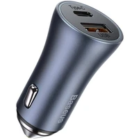 Baseus Rychlonabíječka do auta Golden Contractor Pro Dual USB+USB-C 40W tmavě šedá - Nabíječky