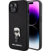 Karl Lagerfeld Fixed Glitter Metal Ikonik Kryt iPhone 15 černý - Pouzdra