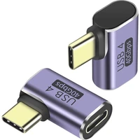PremiumCord USB-C/USB-C redukce se zahnutým konektorem šedá - Kabely a redukce