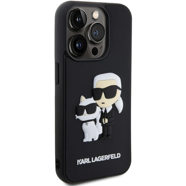 Karl Lagerfeld 3D Rubber Karl and Choupette kryt iPhone 15 Pro černý - Pouzdra - Obrázek RXM6000701