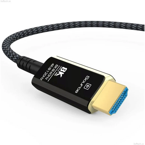 PremiumCord HDMI 2.1/HDMI 2.1 optický kabel s ethernetem 8K 5m černý/bílý - Kabely a redukce - Obrázek RXR8700301