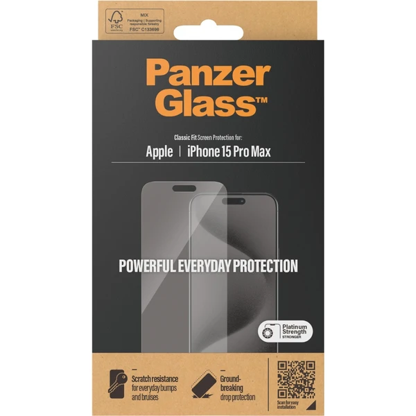 PanzerGlass Classic Fit ochranné sklo Apple iPhone 15 Pro Max - Ochranné folie a skla - Obrázek S1TS100501