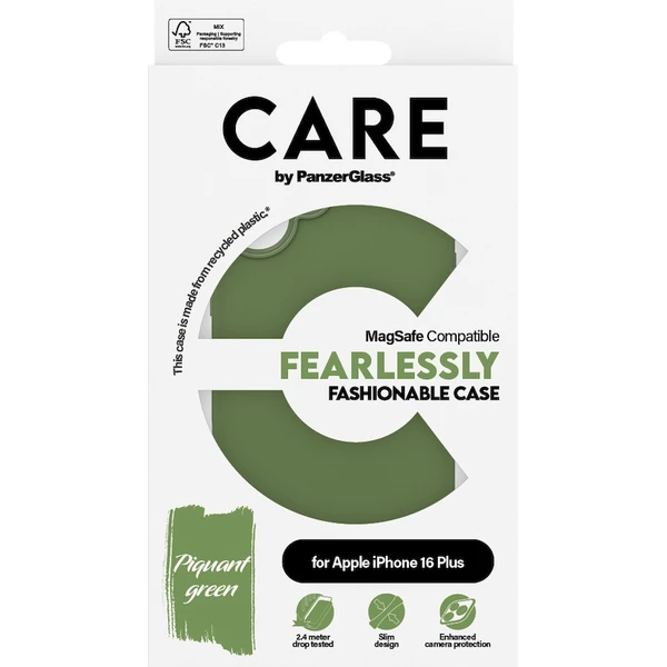 PanzerGlass® CARE kryt Apple iPhone 16 Plus MagSafe Fearlessly zelený - Pouzdra - Obrázek S208000P01