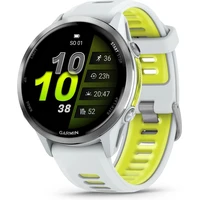 Garmin Forerunner 970 bílá/titanová luneta s bílo-žlutým poloprůhledným řemínkem - Chytré hodinky