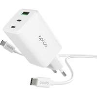 Epico UltraBoost EA40 65W GaN síťový adaptér s 1,2 m USB-C na USB-C kabelem bílý - Nabíječky