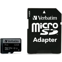 Verbatim Pro MicroSDHC 32GB (Class 10) + SD adaptér - Paměťové karty