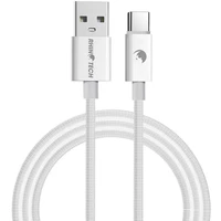 RhinoTech kabel s nylonovým opletem USB-A na USB-C 27W, 1 m bílý - Kabely