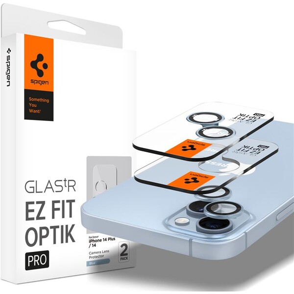 Spigen Glass tR EZ Fit Optik Pro 2 Pack ochranné sklo na fotoaparát iPhone 15/15 Plus/14/14 Plus mod