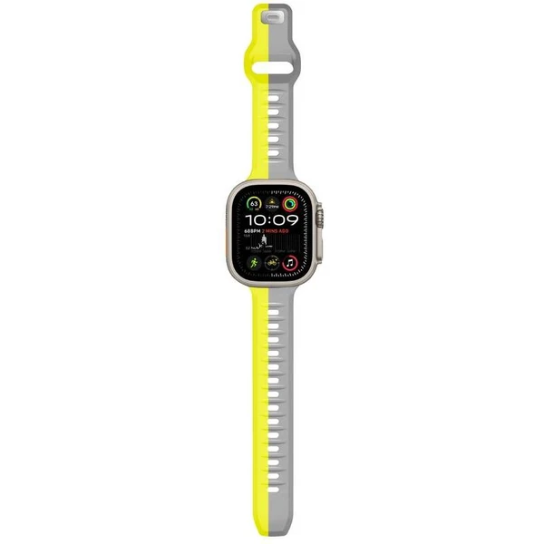 CubeNest Premium Silicon Band řemínek Apple Watch 42-49 mm šedý/žlutý - Řemínky - Obrázek S4UD000O01