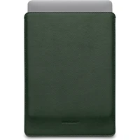 Woolnut kožené Sleeve pouzdro pro 14" MacBook Pro tmavě zelené - Pouzdra