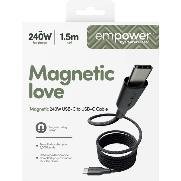 PanzerGlass USB-C/USB-C magnetický napájecí kabel 240W 1,5m černý - Kabely a redukce - Obrázek S63J000K01
