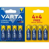 Varta Longlife POWER LR06 alkalická baterie AA (4+4 ks) - Baterie