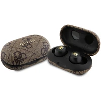 Guess True Wireless 4G PU Metal Logo BT5.3 Stereo Earphones hnědé - Sluchátka