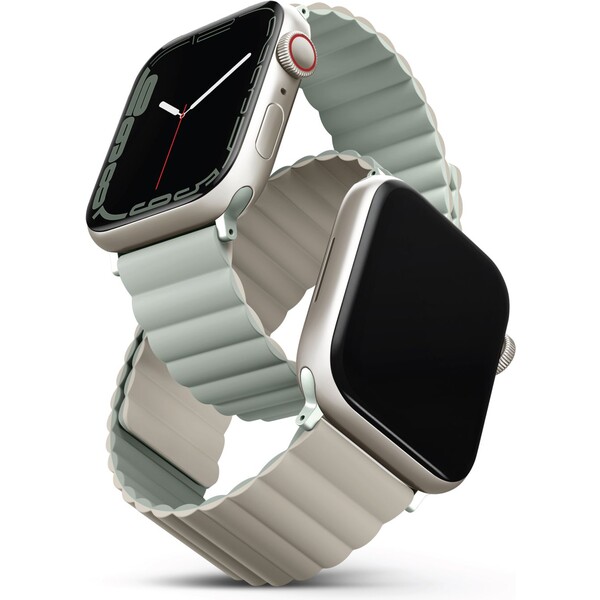 UNIQ Revix oboustranný řemínek pro Apple Watch 49/46/45/44/42mm Sage (šedolozený/béžový)