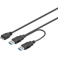 PremiumCord MicroUSB-B/USB-A napájecí kabel s dvojitým napájením 0,3m černý - Kabely a redukce