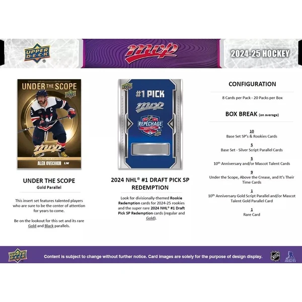 Hokejové karty 2024-25 Upper Deck MVP Hockey Hobby balíček - Hokejové karty - Obrázek SAM7000J01