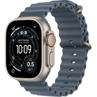 Apple Watch Ultra 3 (2025) 49mm Přírodní titan s ocelově modrým oceánským řemínkem - Chytré hodinky
