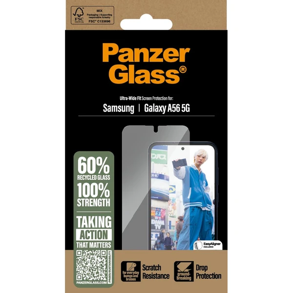 PanzerGlass® Ultra-Wide Fit sklo Samsung Galaxy A56 5G s instalačním rámečkem - Ochranné folie a skla - Obrázek SAUC000K01