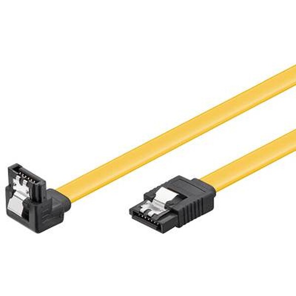 PremiumCord kfsa-15-05 Kabel SATA 3.0 datový 50cm lomený 90°, kovové západky Černá