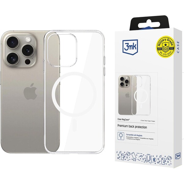 3mk ochranný kryt Clear MagCase pro Apple iPhone 15 Pro Max Čirá