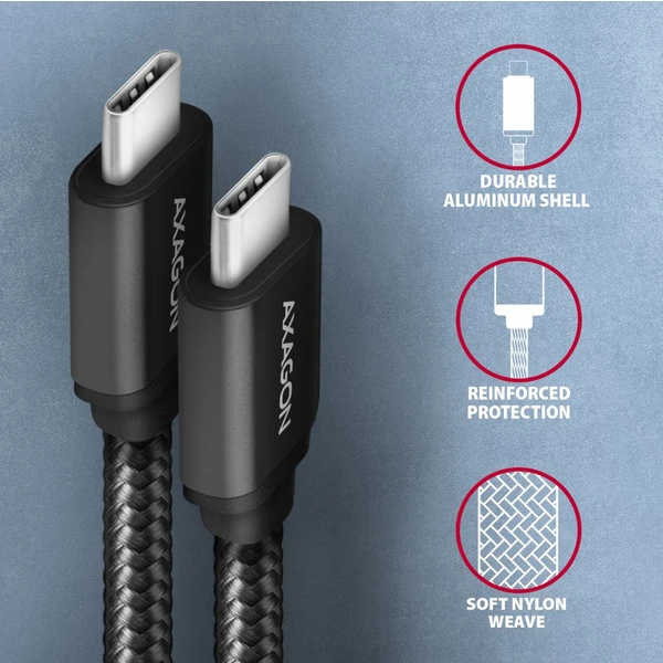 AXAGON USB-C/USB-C napájecí kabel 60W 2m černý - Kabely a redukce - Obrázek SED0700301