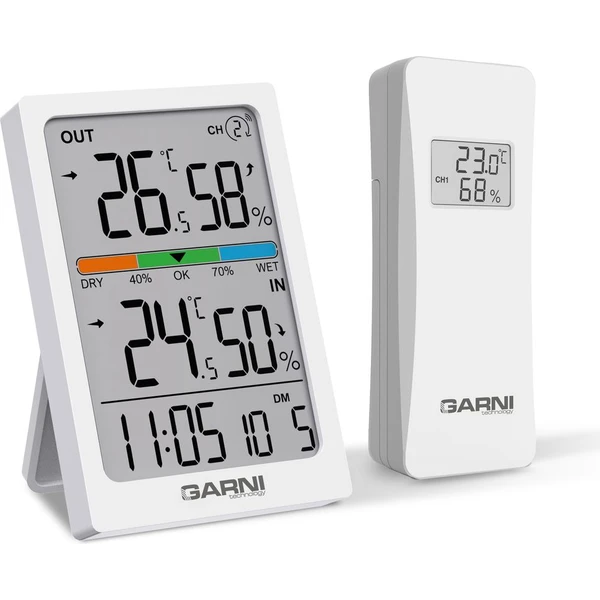 GARNI 155TH bezdrátový digitální teploměr s vlhkoměrem bílý - Meteostanice - Obrázek SEJG000K01