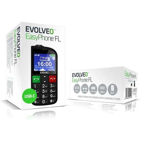 EVOLVEO EasyPhone FL mobilní telefon pro seniory s nabíjecím stojánkem černá (Další) - Mobilní telefony - Obrázek SEU6000P01