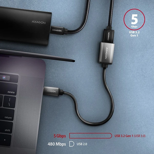 AXAGON USB-C/USB-A redukce 0,2m šedá - Kabely a redukce - Obrázek SEX3000L01