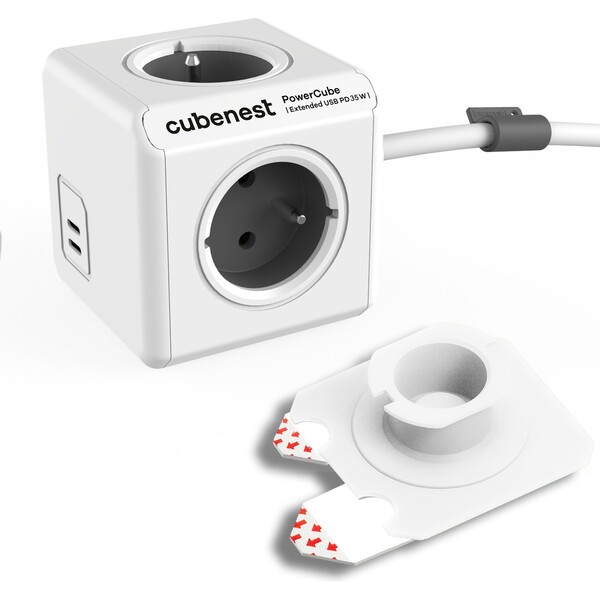 CubeNest PowerCube Extended USB PD 35W, 2xC, 1.5m, šedá