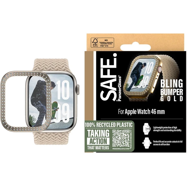 PanzerGlass® SAFE Apple Watch 10/11 (46mm) bumper třpytivě zlatý rámeček - Pouzdra - Obrázek SHWA000L01