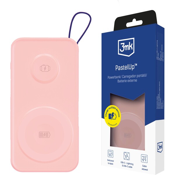 3mk PastelUp Powerbanka 10000 mAh 22.5W USB růžová Růžová