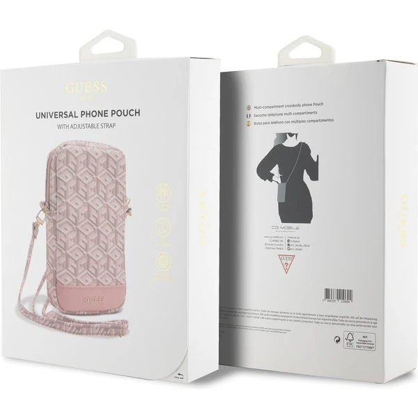Guess PU G Cube Wallet Phone Bag Zipper růžový - Popruhy a crossbody - Obrázek SK72000N01
