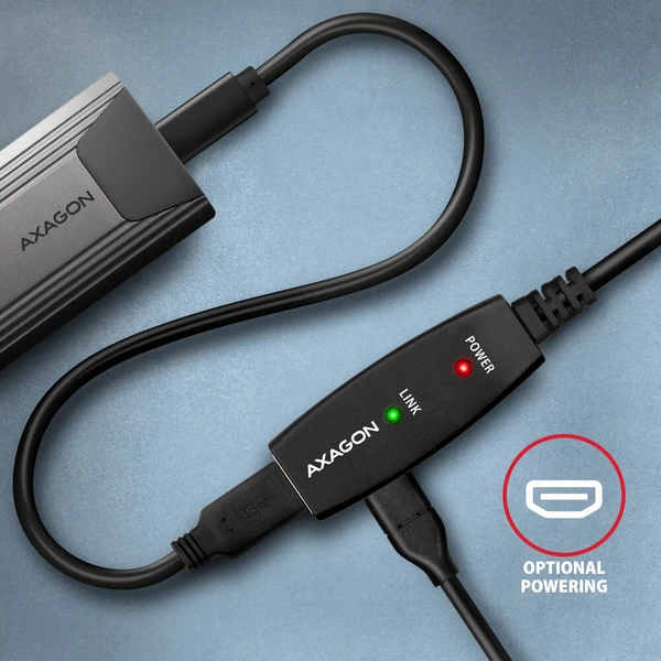 AXAGON ADR-305 USB-A/USB-A prodlužovací kabel 5m černý - Kabely a redukce - Obrázek SKS6000701
