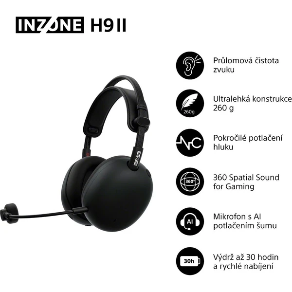 Sony INZONE H9 II herní bezdrátová sluchátka černá - Sluchátka - Obrázek SOBH000K01