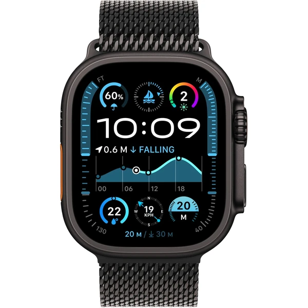 Apple Watch Ultra 2 (2024) 49mm Černý titan s černým titanovým milánským tahem S - Chytré hodinky - Obrázek SOQ7000K01