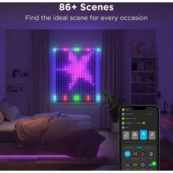 Govee Netflix RGBIC světelný závěs 400 LED - 1,5 x 1,5m - Chytrá osvětlení - Obrázek SRKK000K01
