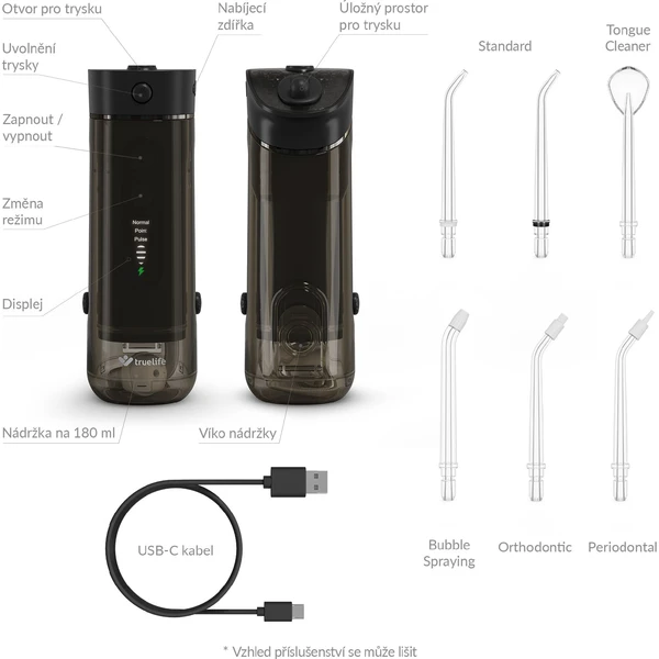 TrueLife AquaFloss Mini M50 ústní sprcha černá - Ústní sprchy - Obrázek STUL000K01