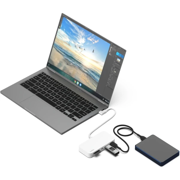 Belkin Connect USB-C 6v1 Multiport Hub s držákem bílý - Dokovací stanice - Obrázek SUDWF00101