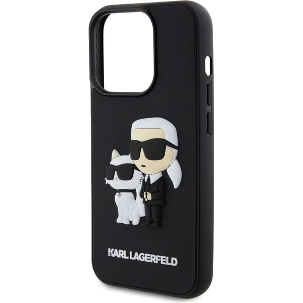 Karl Lagerfeld 3D Rubber Karl and Choupette kryt iPhone 15 Pro černý - Pouzdra - Obrázek SXM6000701
