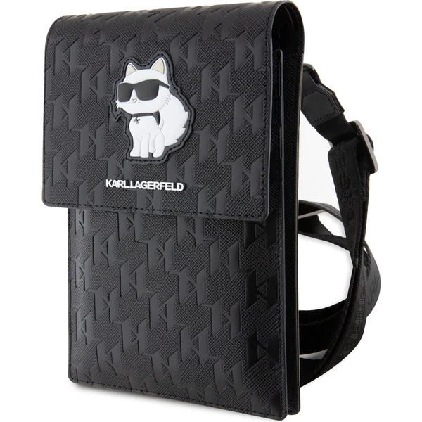 Karl Lagerfeld Saffiano Monogram Choupette NFT Wallet Bag pouzdro černé - Popruhy a crossbody - Obrázek SYBR100501