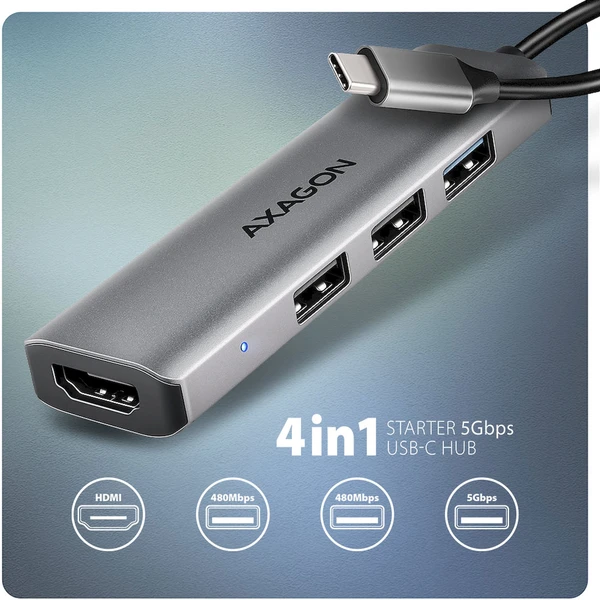 AXAGON HMC-H3A 4v1 USB-C hub - USB huby - Obrázek T05D000N01