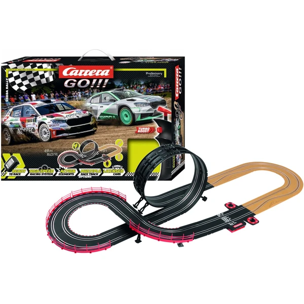 Carrera GO 62584 Škoda Rally Rennbahn | Autorennbahn 1:43 | Mit 2 Škoda Fabia RS Modellen
