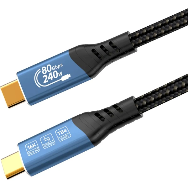 PremiumCord USB4 2.0 80Gbps 16K@60Hz 240W Thunderbolt 4 kabel 0,8m - Kabely a redukce - Obrázek T0HR000K01