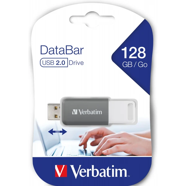 VERBATIM Flash Disk 128GB DataBar USB 2.0 Drive, šedý - Flashdisky - Obrázek T0R2000P01