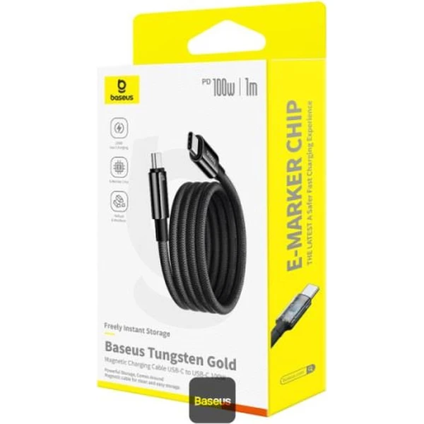 Baseus Tungsten Gold USB-C/USB-C magnetický napájecí kabel 100W 1m černý - Kabely a redukce - Obrázek T12R000K01