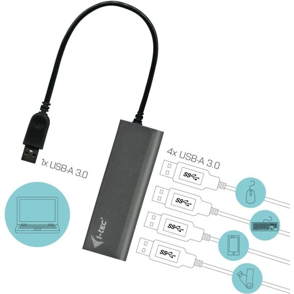 i-tec USB 3.0 Metal Charging HUB 448 4port - USB huby - Obrázek T19B000501