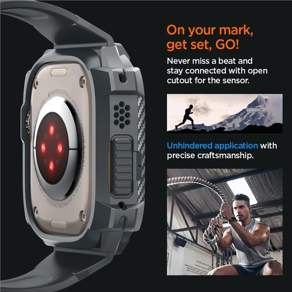 Spigen Rugged Armor Pro řemínek s pouzdrem Apple Watch Ultra 3/2/1 (49mm) šedý - Řemínky - Obrázek T1A1000P01