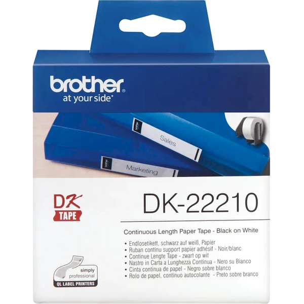 Brother DK-22210 papírová role s černým tiskem na bílém podkladu délka 30,48 m šířka 29 mm  - Pásky pro štítkovače - Obrázek T1I9000P01